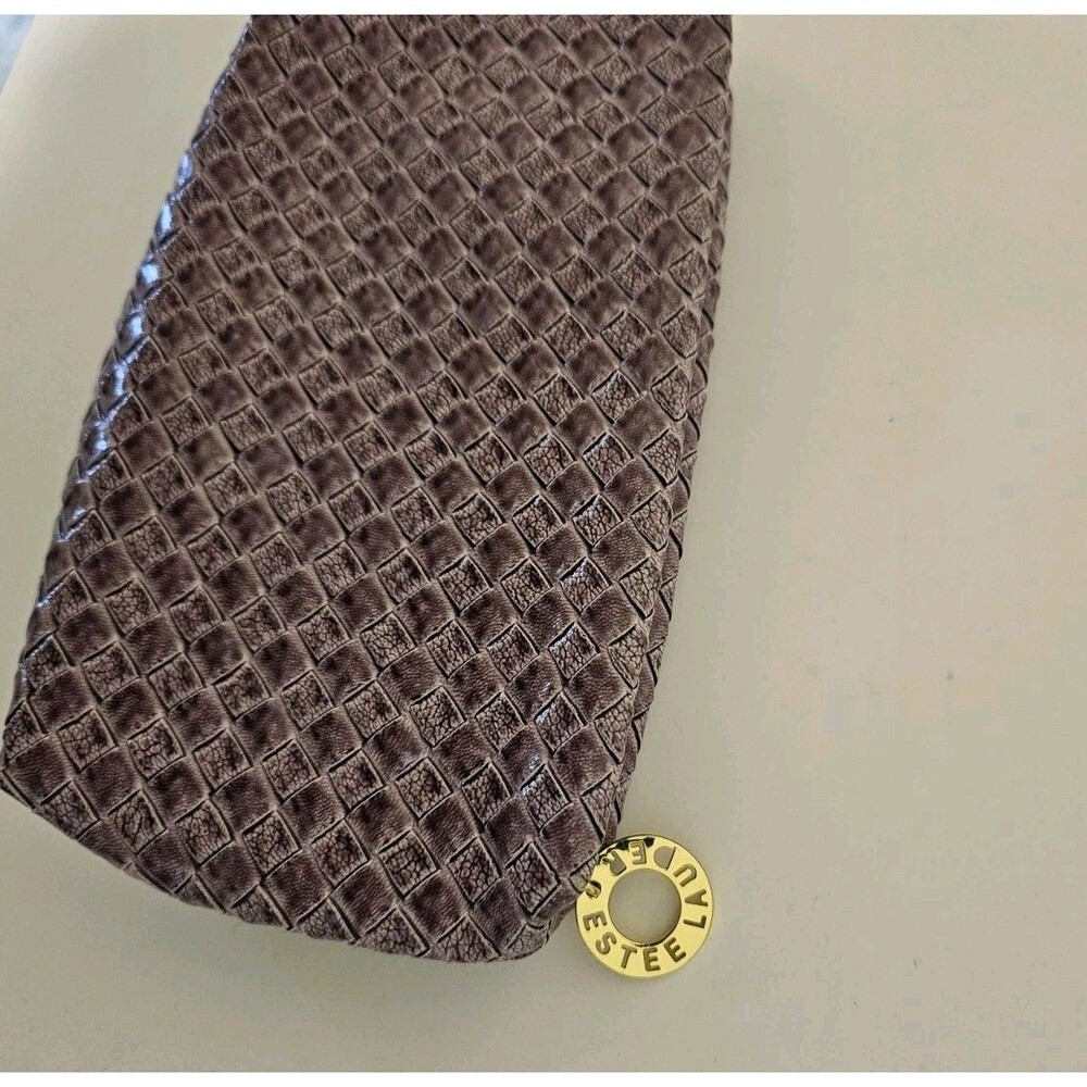 Estee Lauder Cosmetic Bag Purple Woven Pattern Zipper Closure